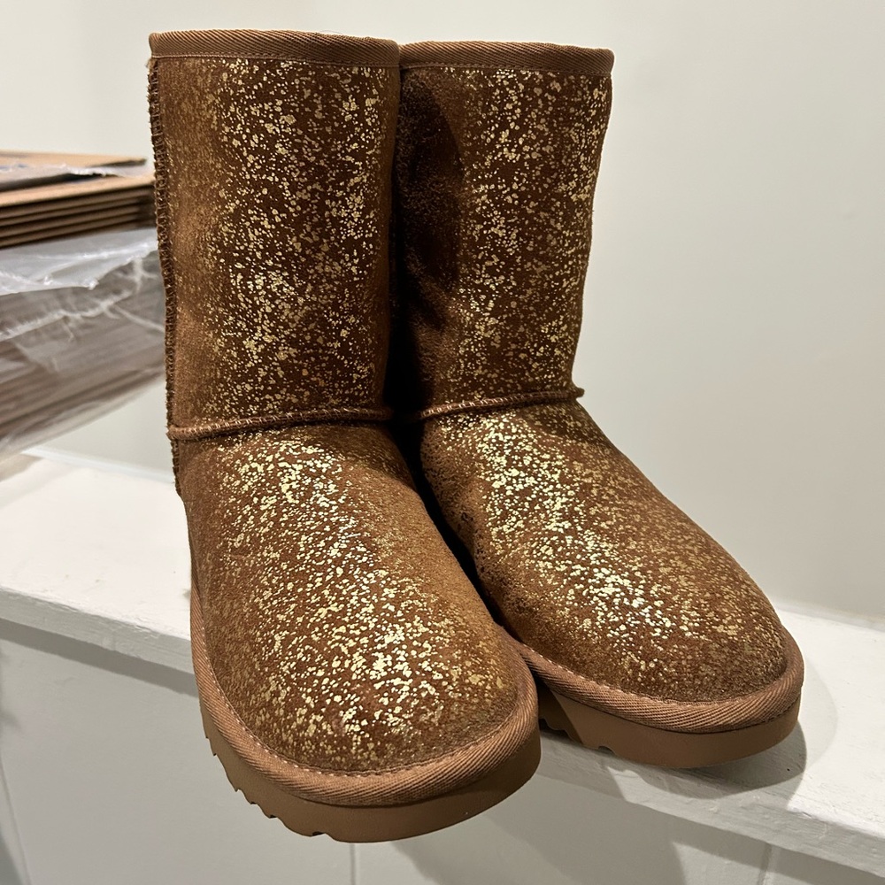 UGG Tan Boots with Gold Sparkle